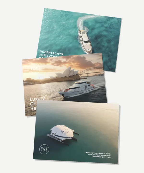 Three YOT Club brochure covers
